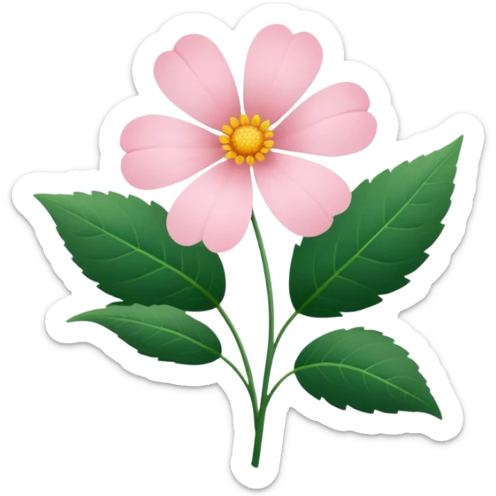 Aesthetic flowers and plants growing from the ground in colours of soft pink matching the deep green leaves (to describe/match with the word flourish) sticker