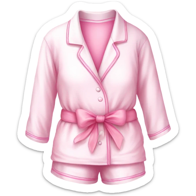 pajamas cute with colour of soft sweet pink and white with ribbon  sticker