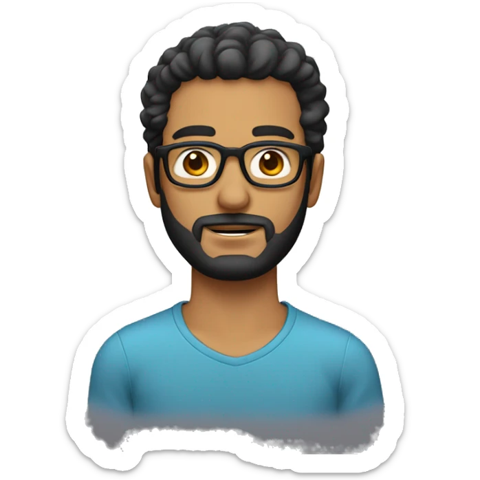 Persona, hombre, 33 años, lentes con marco negro, cabello corto, ojos marrones, barba de 3 dias sticker