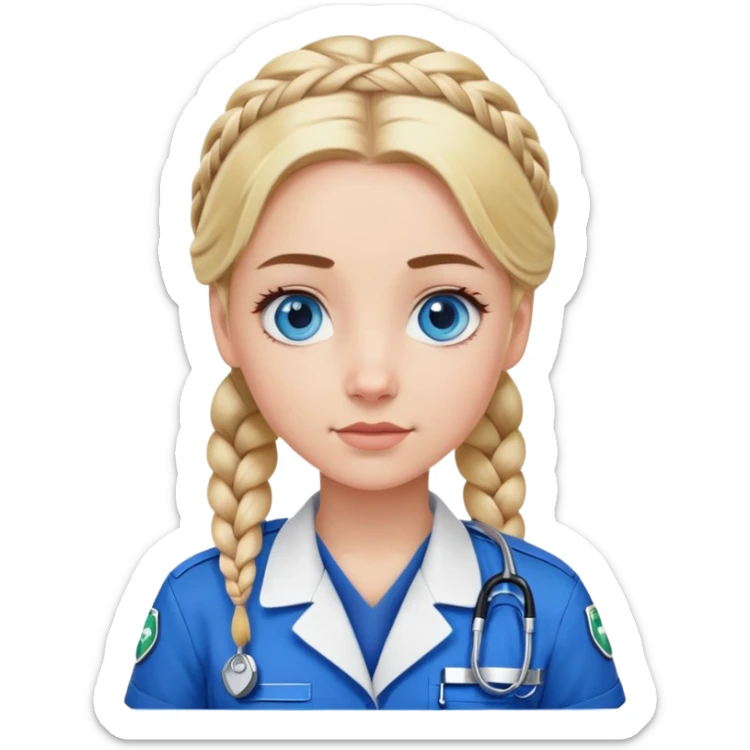 Paramedic girl with french braided blonde hair and blue eyes sticker