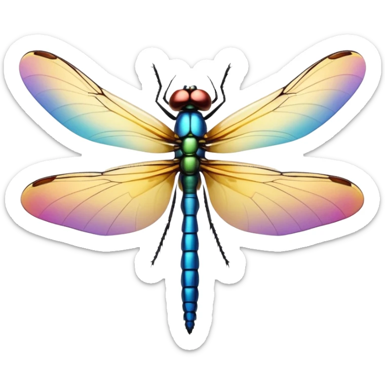 dragonflly, with ultra detailed colorful and 24 metallic gold wings sticker