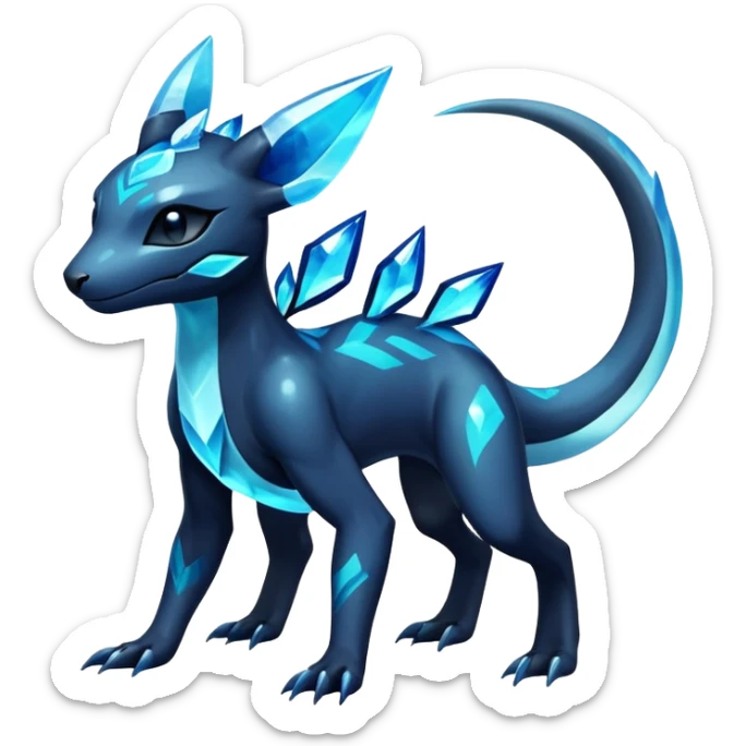 Colorful Dark Shiny Exotic Salandit-Aurorus-Glaceon-Fakémon-hybrid-creature (full body)  sticker