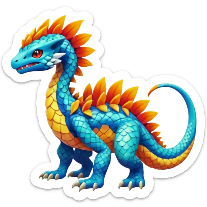 Elemental Exotic Colorful Fantasy Pokémon-Fakémon-hybrid-creature (full body) sticker