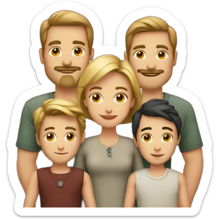 European family with 1 father 1 mother and exactly 3 sons sticker