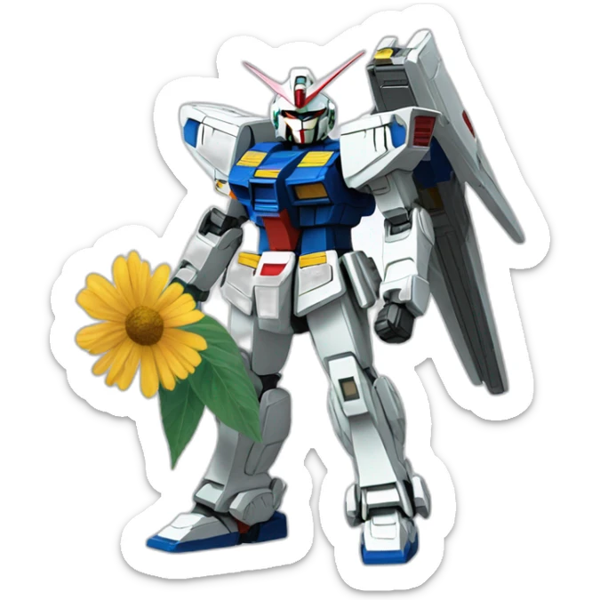 gundam picking flower sticker