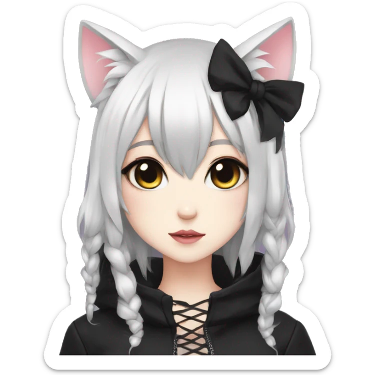 Edgy Kawaii Cute Cool Beautiful Elegant Pretty Anime Gothic Catgirl sticker