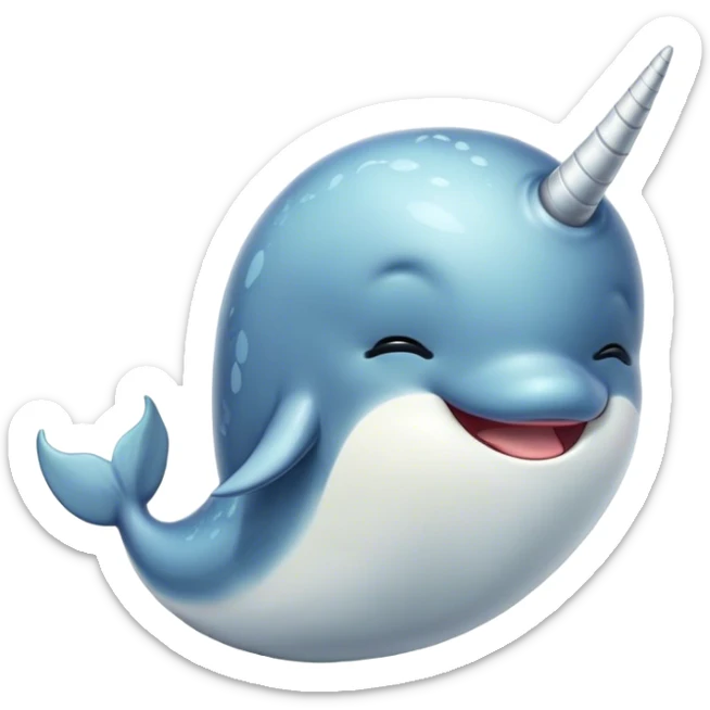Cinematic Cute Yawning Cute Narwhal Portrait Emoji, Head tilted slightly with a dramatic, wide-open yawn, showcasing a streamlined, elegant body with a gracefully curling tusk and sleepy, half-closed eyes, Simplified yet irresistibly adorable features, highly detailed, glowing with a soft, cozy oceanic glow, high shine, relaxed yet expressive, stylized with a hint of whimsical marine ease, soft glowing outline, capturing the essence of a drowsy yet affectionate cute narwhal that appears ready to stretch and yawn its way out of the screen! sticker