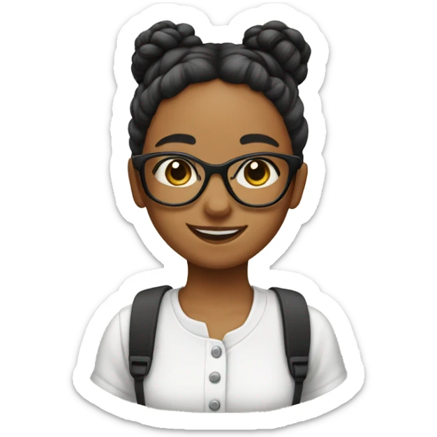 girl ith a hair bun and glasses and braces sticker