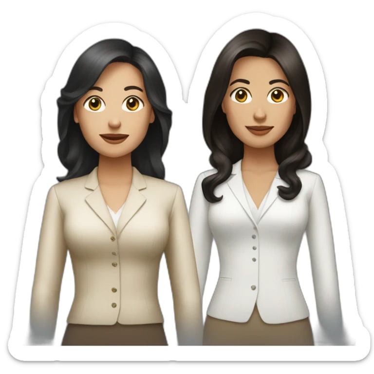 Two women millionaire, white, one black hair one brown hair sticker