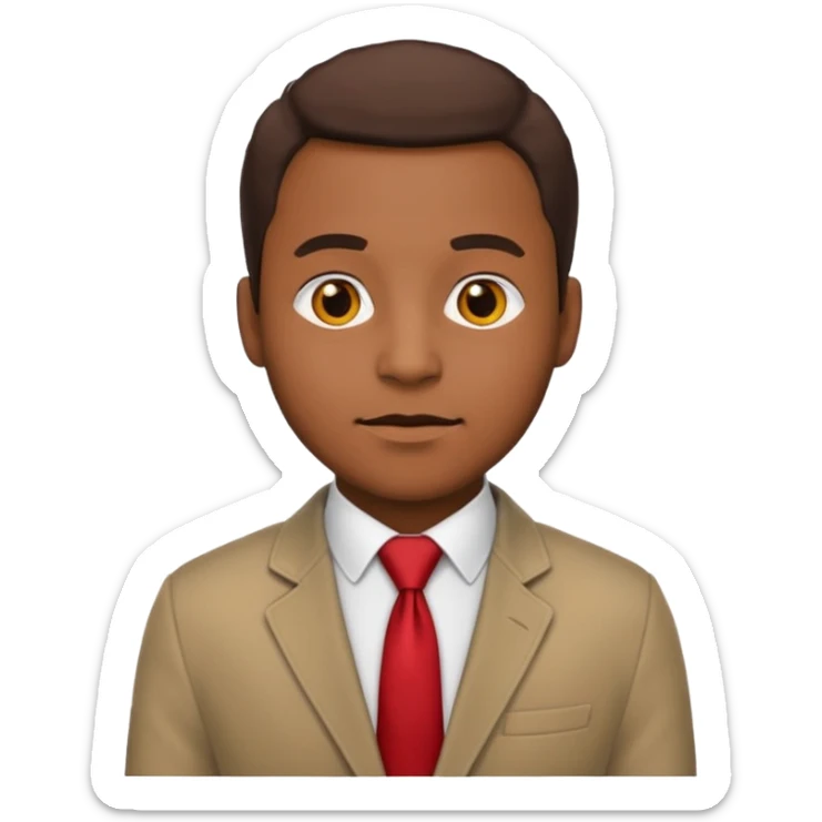 African American man in a jacket and red tie, looks like a politician, emoji style sticker