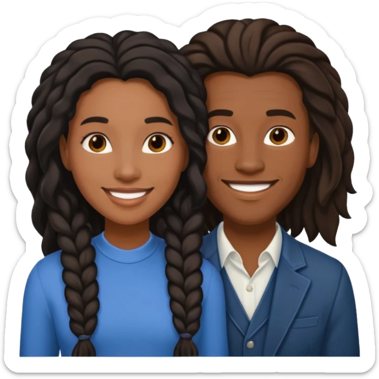 Black lesbian couple with one masculine and one feminine with long hair  sticker