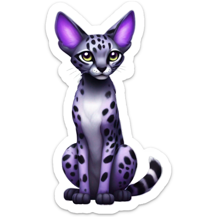Kawaii Cute Edgy Black Purple White ethereal Serval-Fionbri-Vernid full body sticker