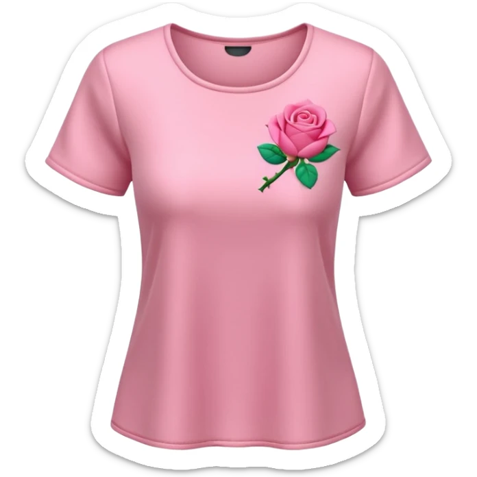 A 3D cartoon rose-pink women’s top with short sleeves, soft fabric texture, gentle lighting, isolated on plain background. Complete plain, no textures. sticker