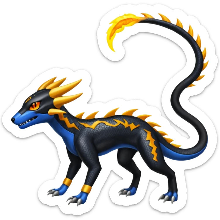 Shiny 4-legged Salandit-Electrike-Amaura-Houndoom-Zeraora-fusion, full body sticker