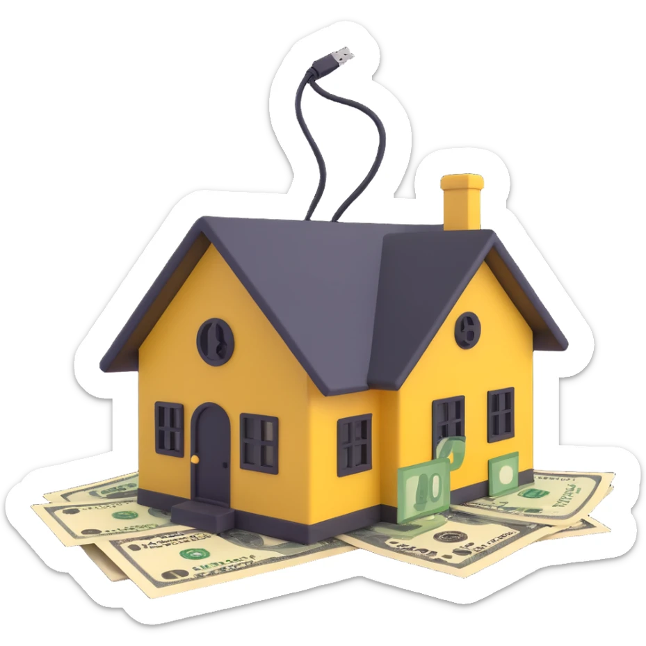 extension cable with a money sign and a house together, alternate arrangement sticker