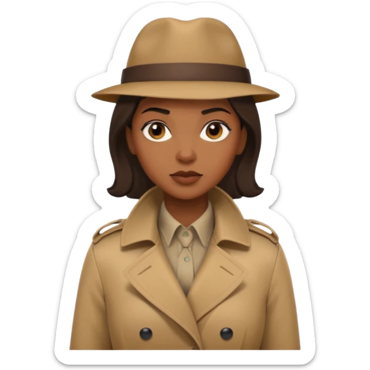 kahverengi trençkotlu kadın zenci dedektif  sticker