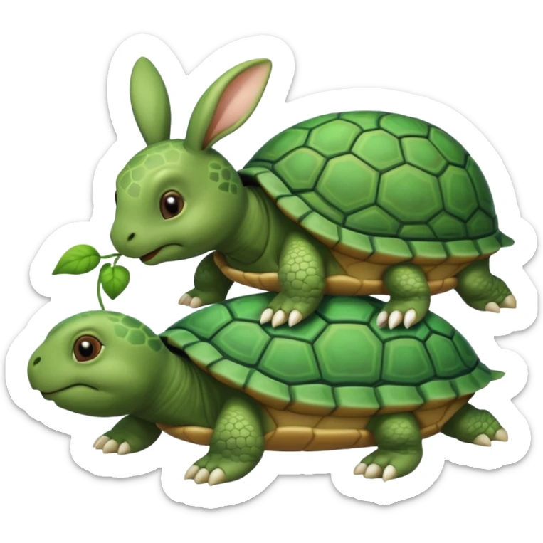 Tortu qui dort et le lapin qui mange la queue a la tortu sticker