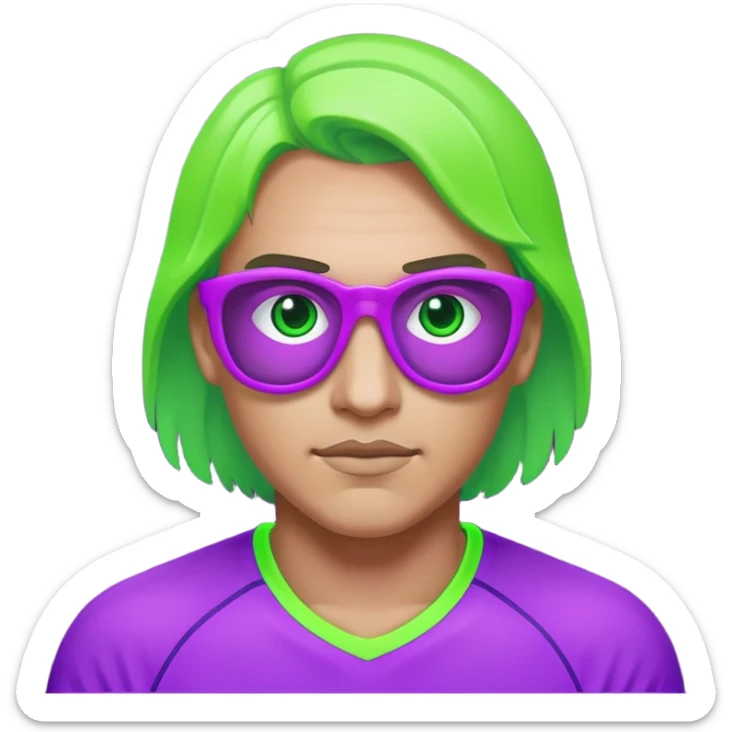 generate for me a sports icon in neon purple and green sticker