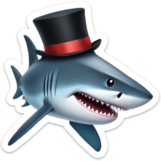 Shark with a top hat sticker