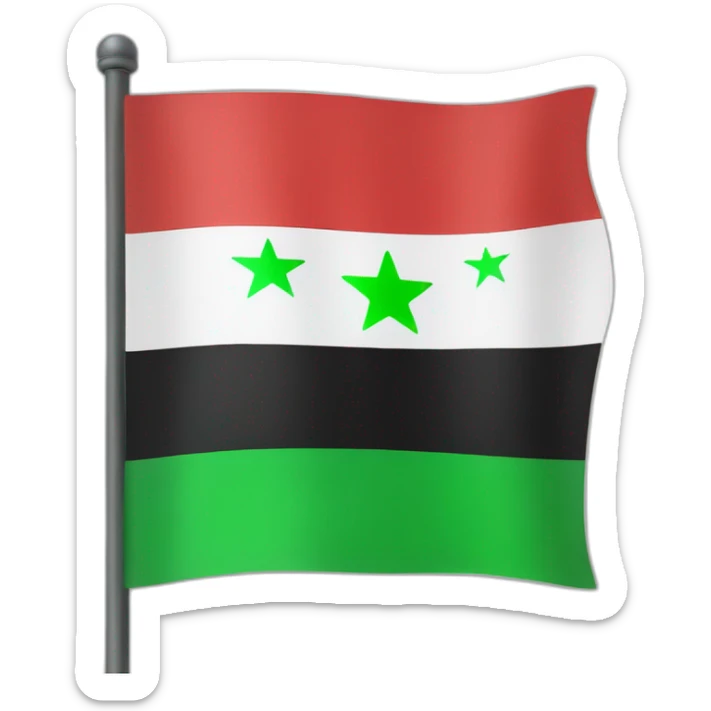 Syrian flag, green on top, white in the middle with 3 red stars and black at the bottom sticker