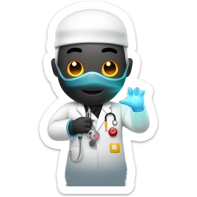 Homme noir en tenue médicale tient un laser dans les mains sticker