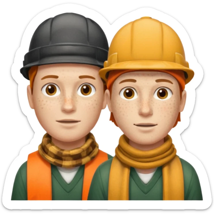 two headed person with one head wearing a loggers hat and the other a football scarf sticker