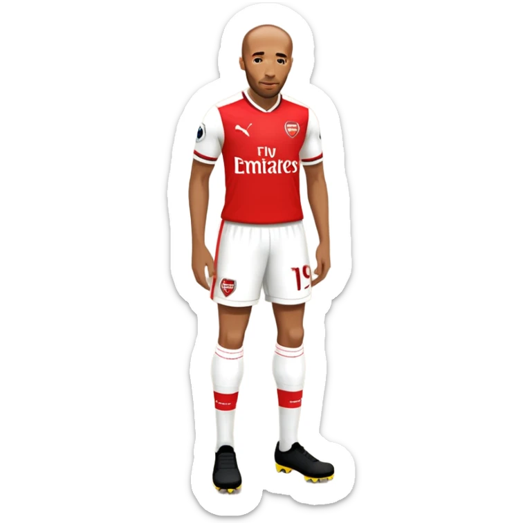 Add an Arsenal jersey to Thierry Henry in a football theme, keeping the emoji style. sticker