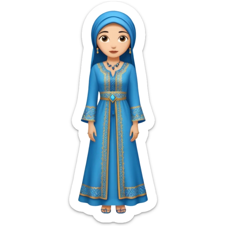 woman in moroccan culture style blue detailed dress sticker