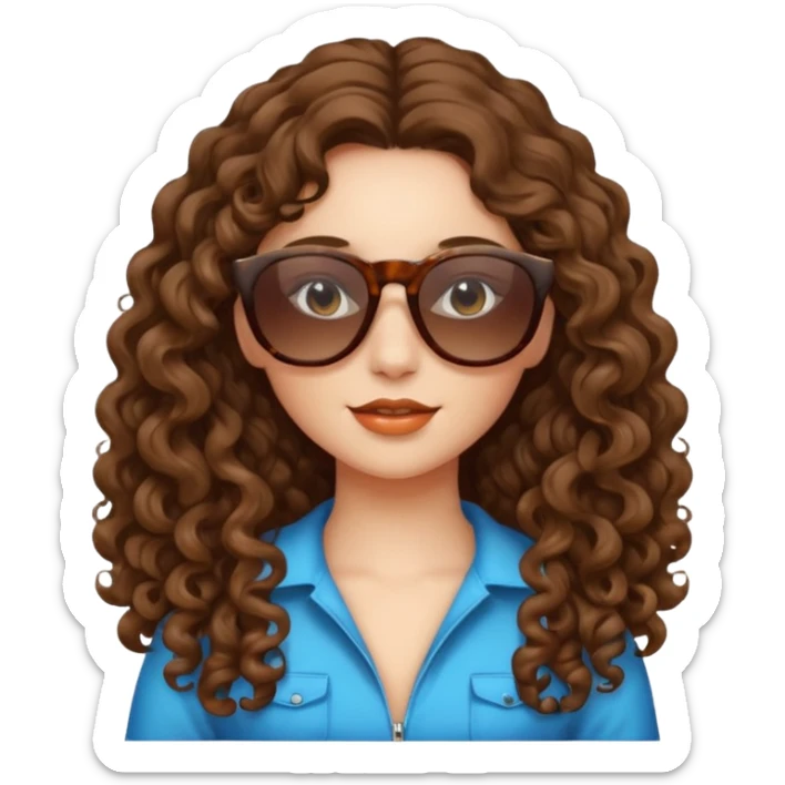 Girl with long curly hair, sunglasses sticker