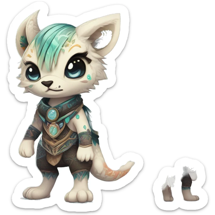 cute Kawaii edgy ethereal shy epic fantasy animal fursona Fionbri creature by griffsnuff & LiLaiRa & Falvie with exotic colors with intricate patterns full body sticker
