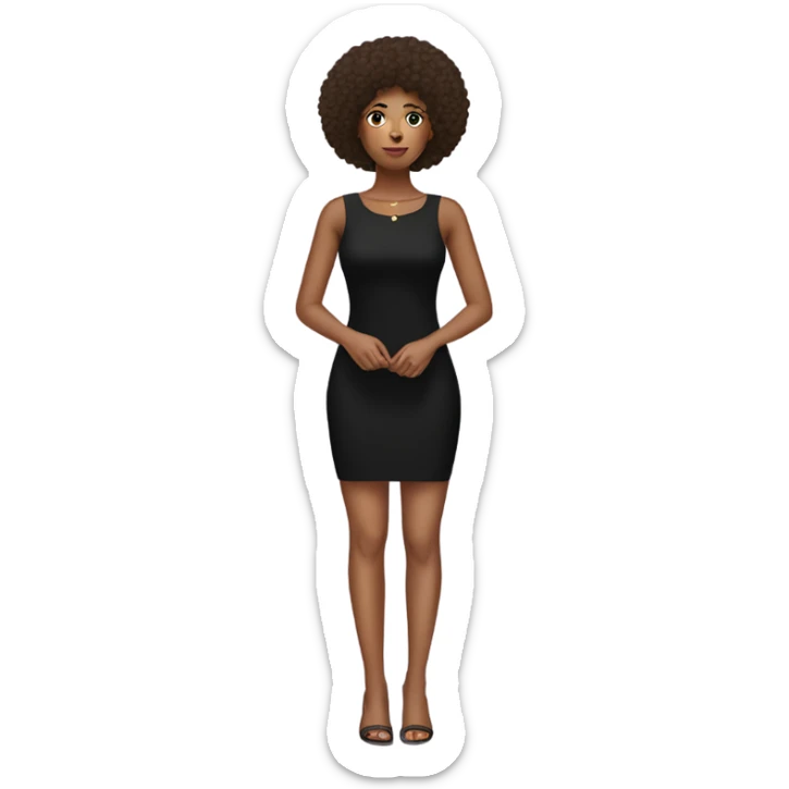 Girl with tan skin and Afro full body black bodycon dress sticker