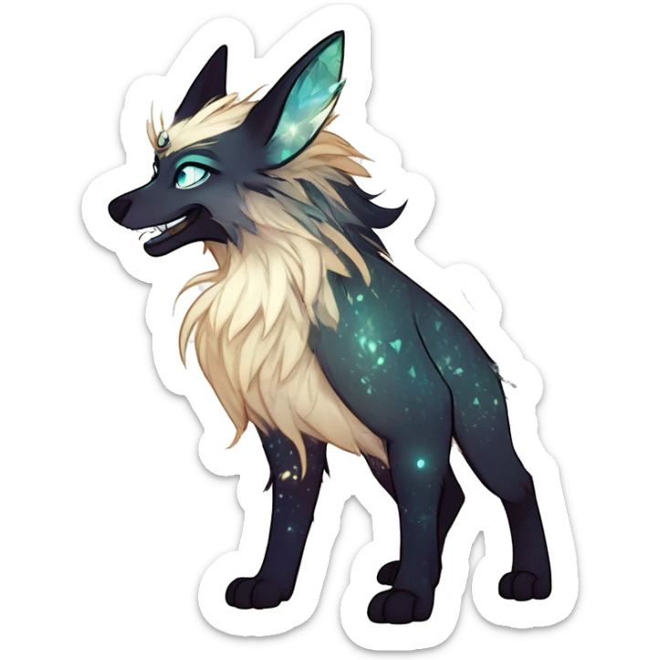 Cool cute Kawaii edgy ethereal futuristic modern epic fantasy animal sparkle fursona Fionbri creature by griffsnuff & LiLaiRa & Falvie full body sticker