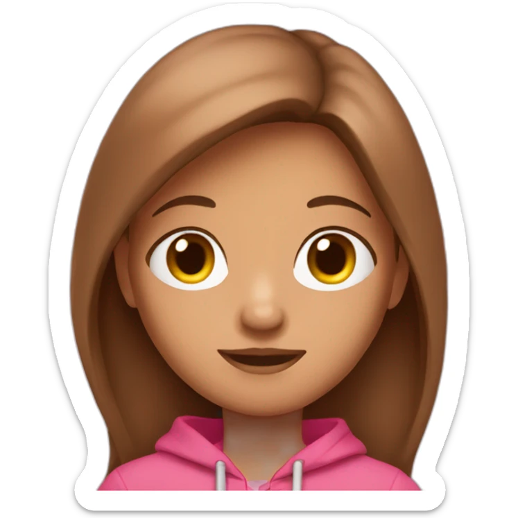 Girl 10 years with pink hoodie and brown long hair sticker