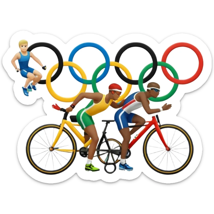 paralympic games with disable athletes with the right colors of olympic rings sticker