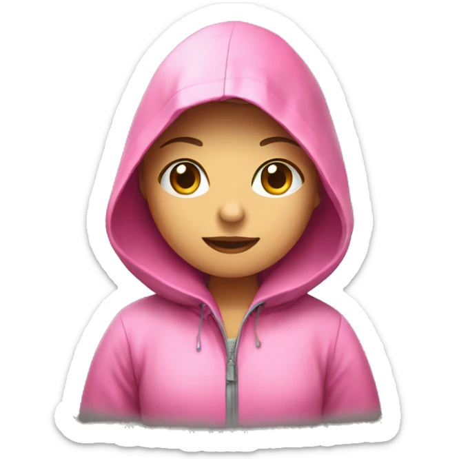Girl in Pink raincoat dress in downpor  sticker