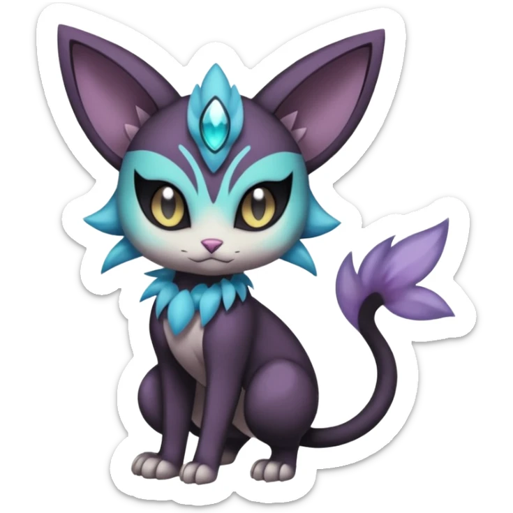 Smooth Edgy Cool Dark Dusky Gloomy Meloetta-Purrloin-Gatomon-Trico-Pokémon-Fakémon-fusion-hybrid-creature sticker