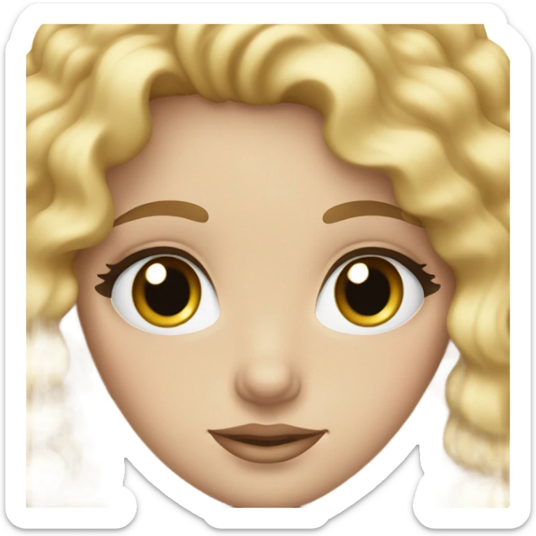 white girl with blue eyes and blonde curly hair with long eyelashes and big lips sticker