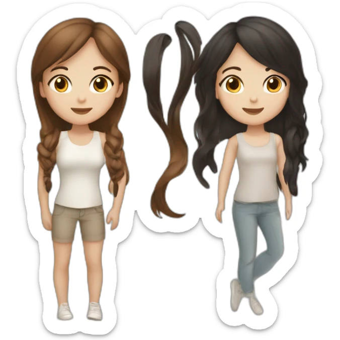 3 girls one with long black hair one with dark red brown hair and one with light brown hair sticker