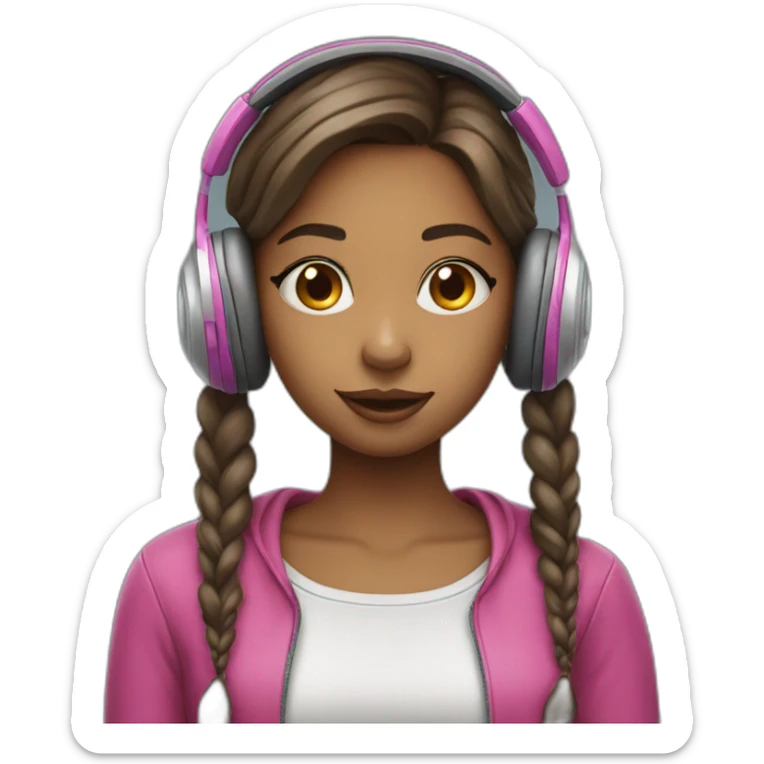 Pretty girl with headphones and a lollipop in her mouth sticker