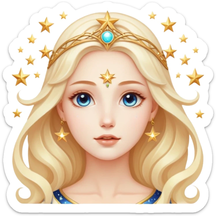 universe goddess Sophia with pretty perfect feminine attractive face, cosmic beauty with detailed delicate facial features, starry goddess with ethereal glow sticker