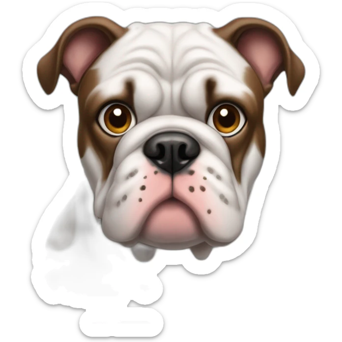 Perro bulldog grandes negro con un ojo celeste y el otro ojo marrón con mancha blanca arriba de la nariz  sticker