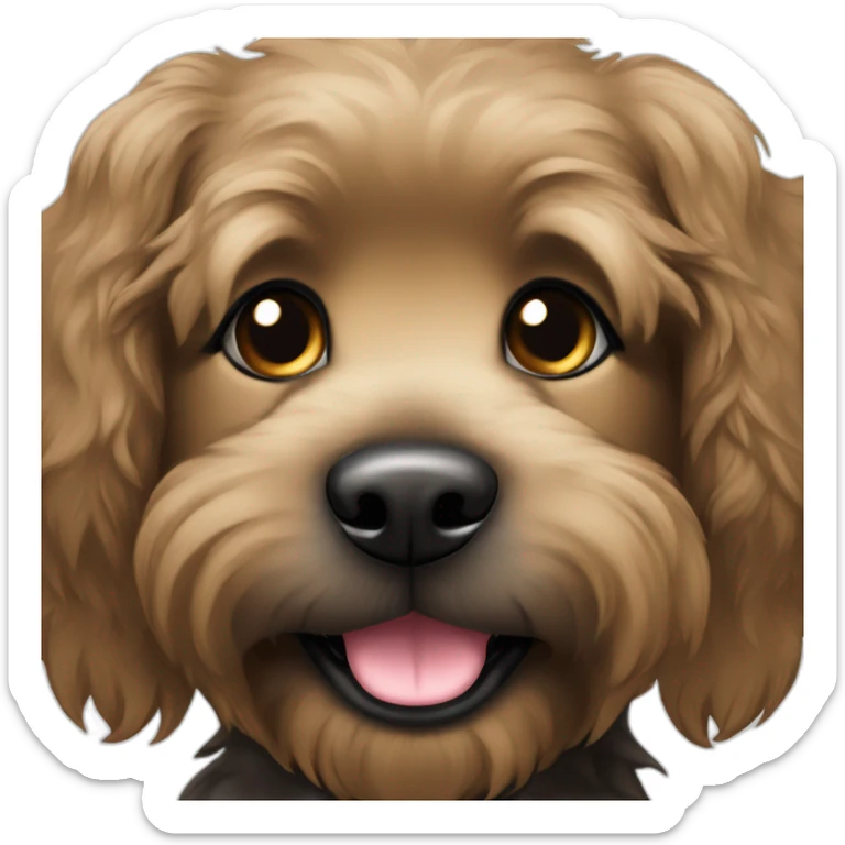 bouvier fawn brown and black puppy face very long hair smiling sticker