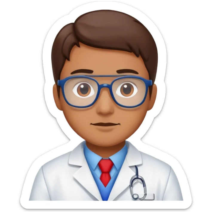 a scientist in a white coat in the colors of the American flag sticker