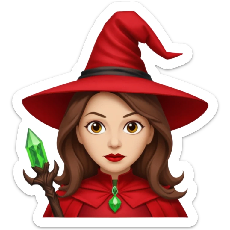 Wicked Witch of the East from The Wizard of Oz with light skin, long brown hair, red outfit sticker