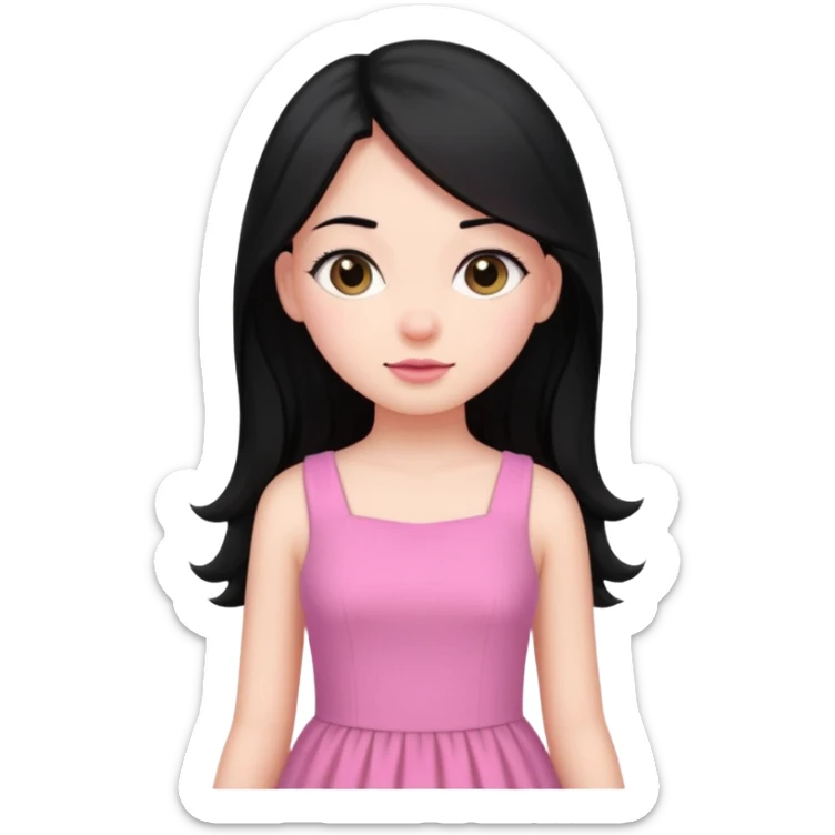 Long black hair girl wearing a dress being a girly girl  sticker