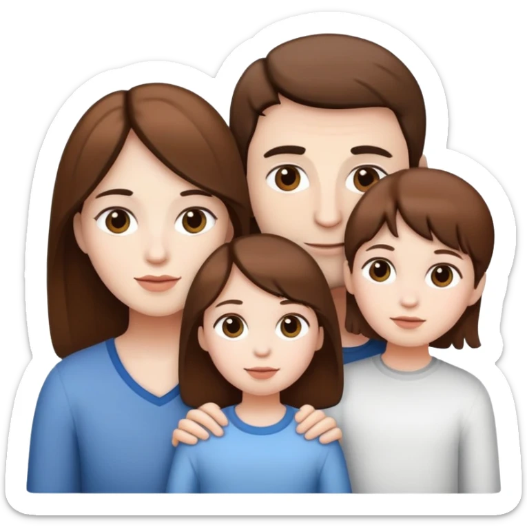 family of three, all white skin and brown hair sticker