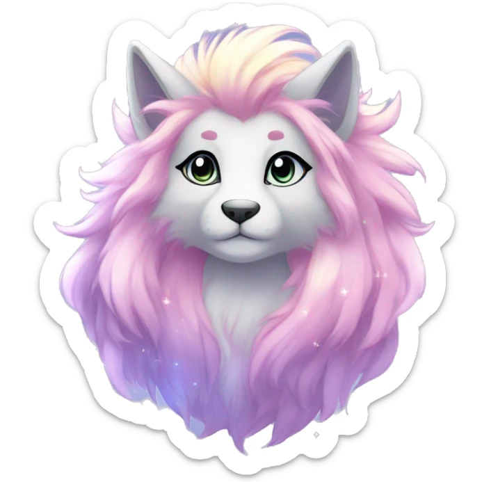 Shiny Sparkly Fluffy Long Mane Kawaii Ethereal Anthro Sona Nebula-Crystal-Fakemon sticker
