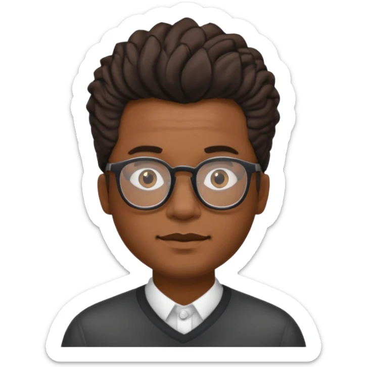 Black m’en with glass and semi free form the haïr style  sticker