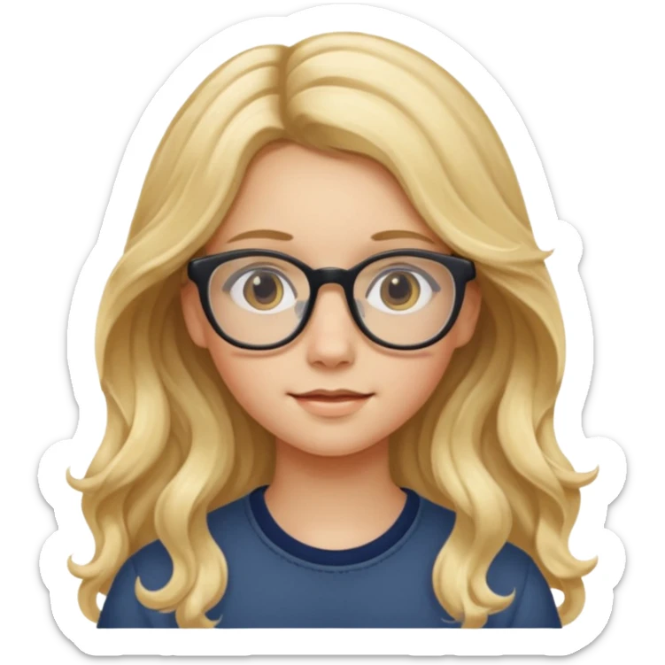 Fille 13 ans qui a des cheveux long et blond et wavy avec des lunettes sticker