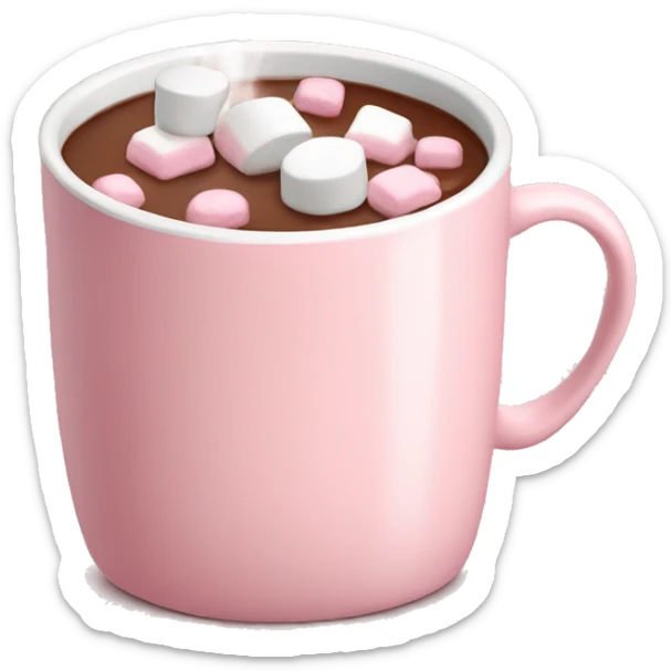 Light Pink mug of hot chocolate with marshmallows  sticker